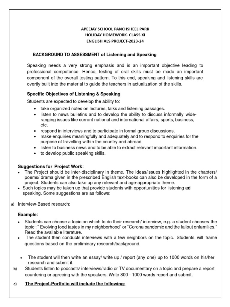Class Xi English Holiday Homework 2023 24 240109 233056 Pdf Essays