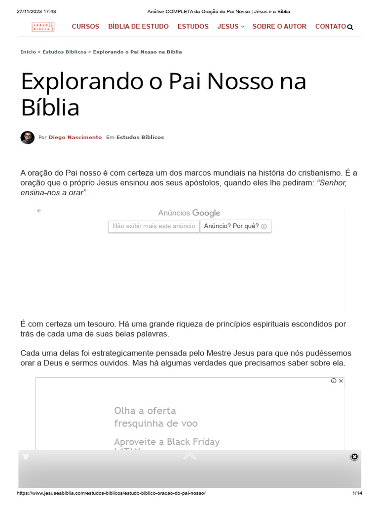 Análise Completa Da Oração Do Pai Nosso Jesus E A Bíblia Pdf