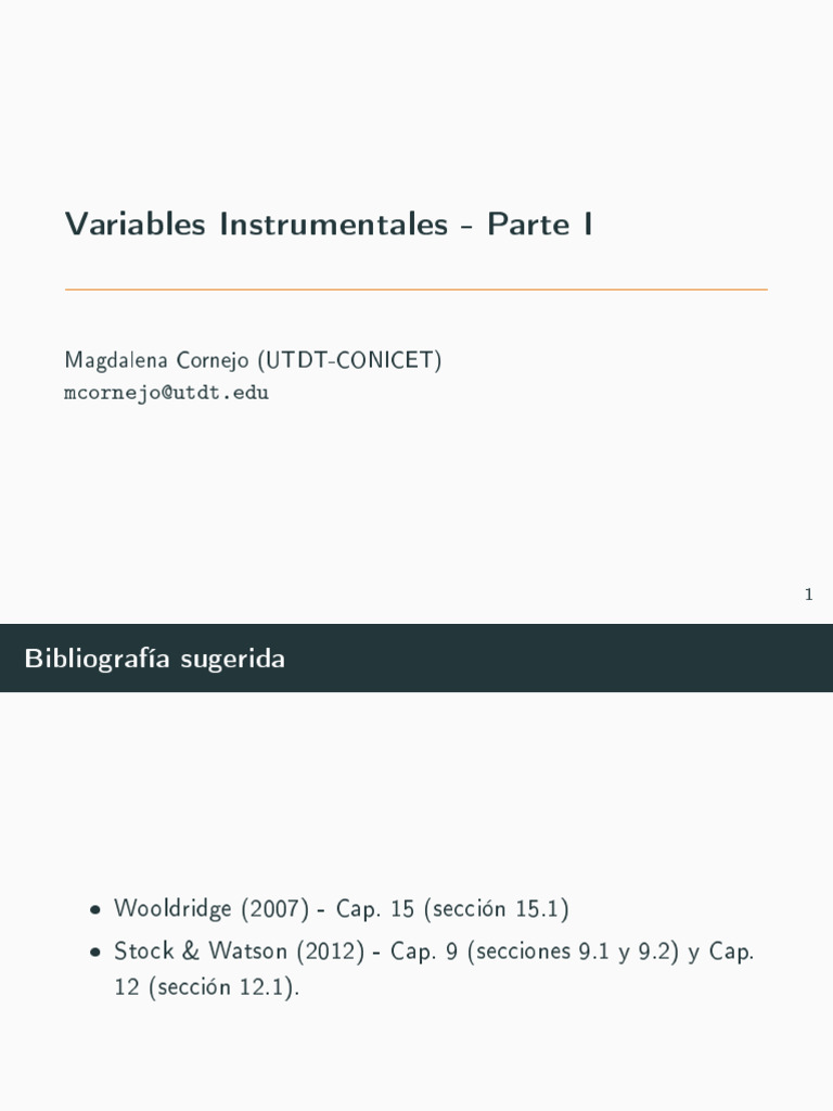 Variables Instrumentales - Parte I | PDF | Mínimos cuadrados ordinarios ...