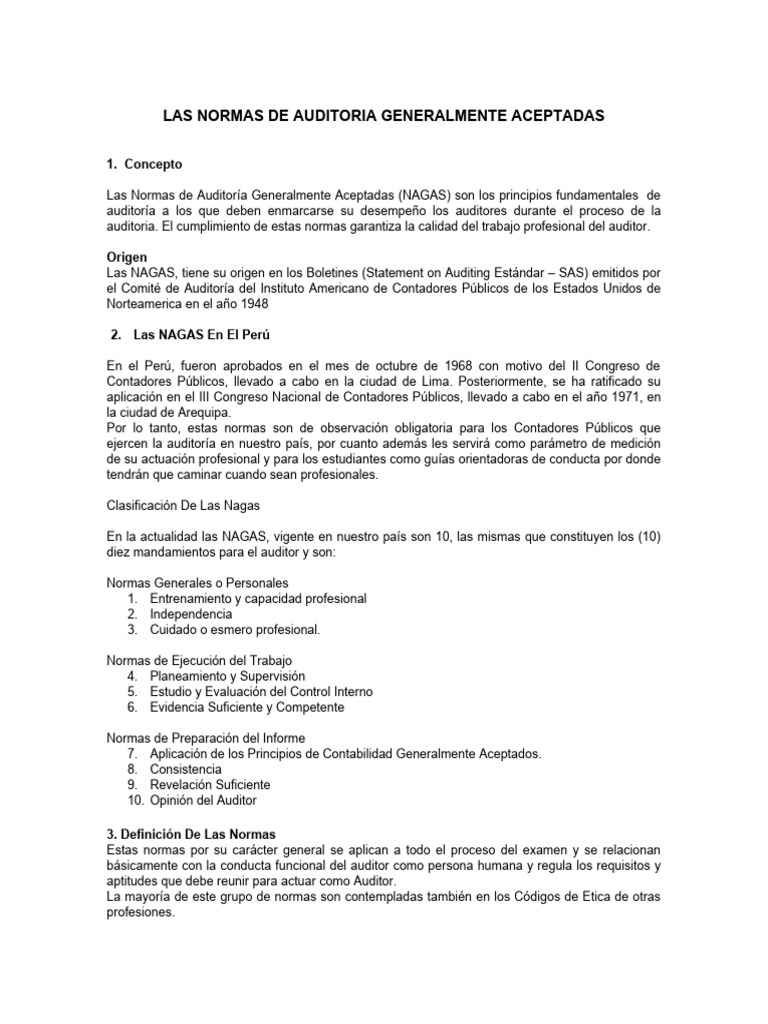 Normas de Auditoría Generalmente Aceptadas | PDF | Auditoría | Contralor