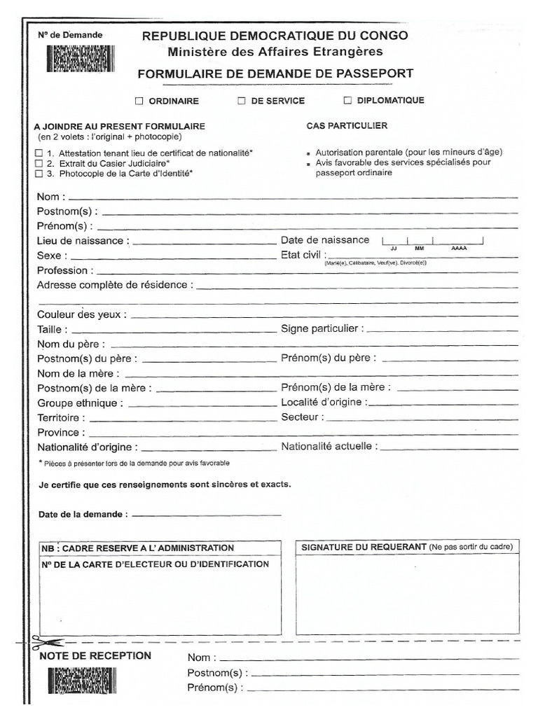 Form Passeportrdc-1 | PDF