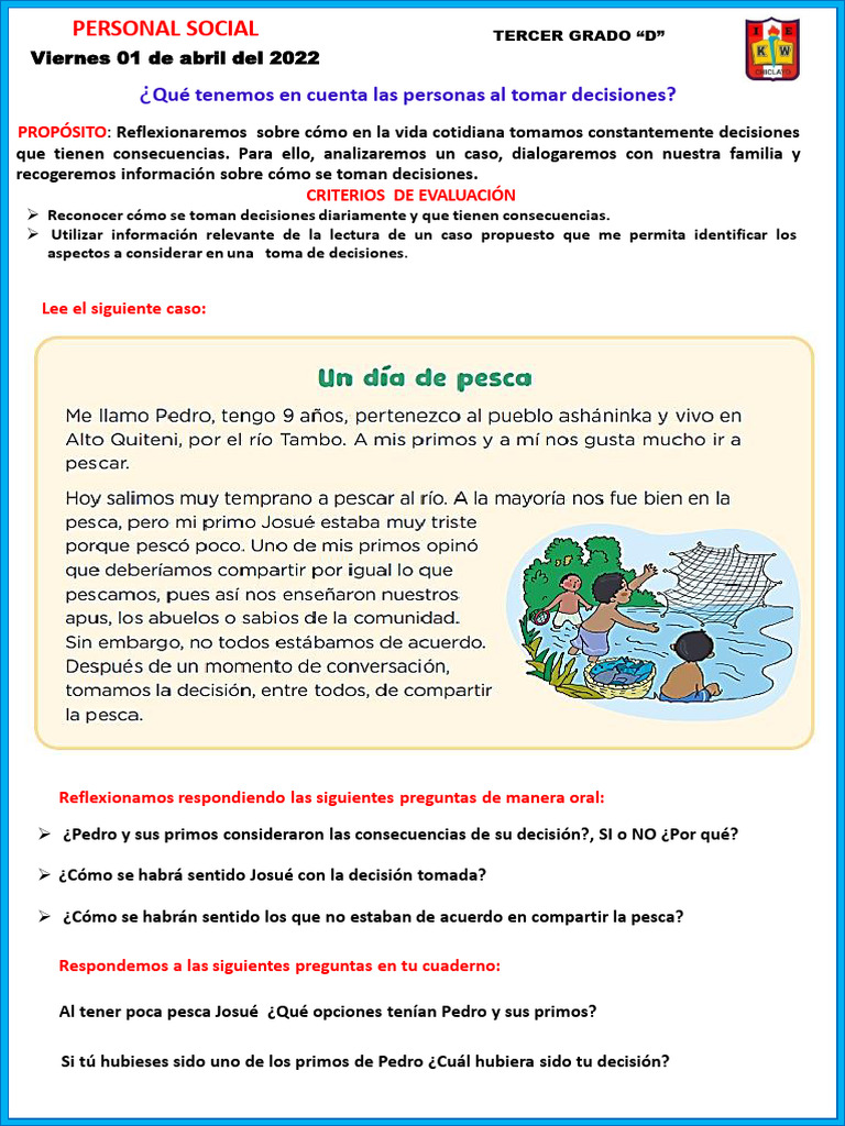 Personal Social 01-04-22 | PDF | Toma de decisiones | Evaluación