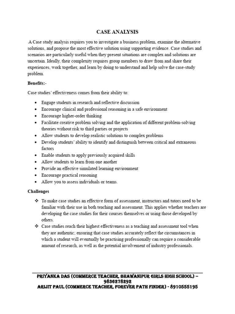 Case Study Analysis and Recommendations | PDF | Learning | Cognition