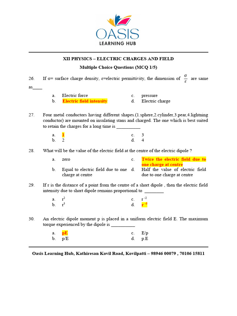 Physics MCQ1-5 | PDF