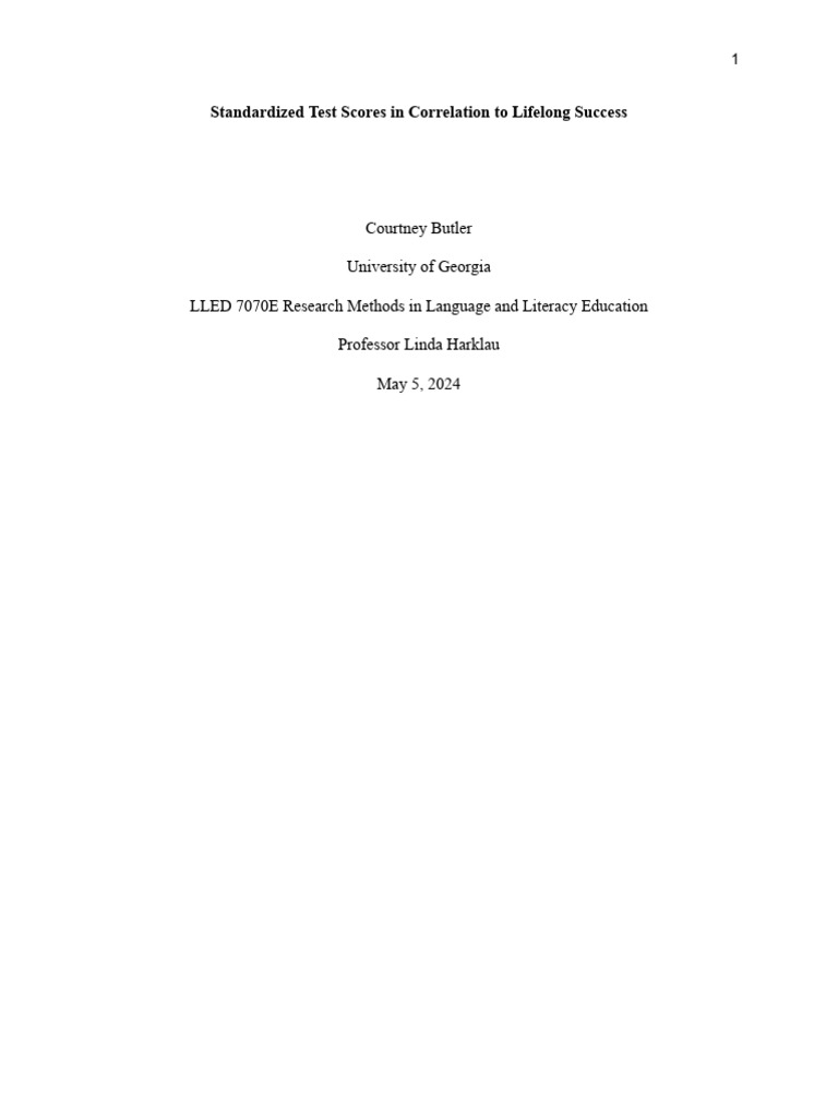 Standardized Test Scores in Correlation To Lifelong Success | PDF ...