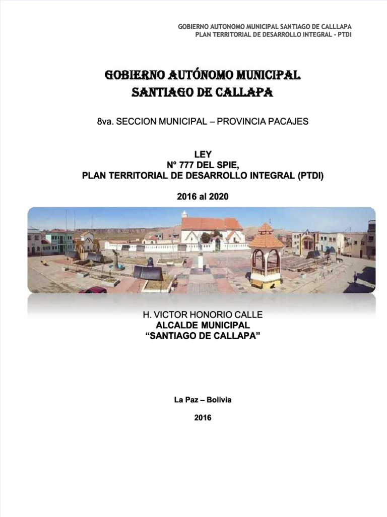 Plan de Desarrollo Santiago de Callapa | PDF | Ciencias de la Tierra