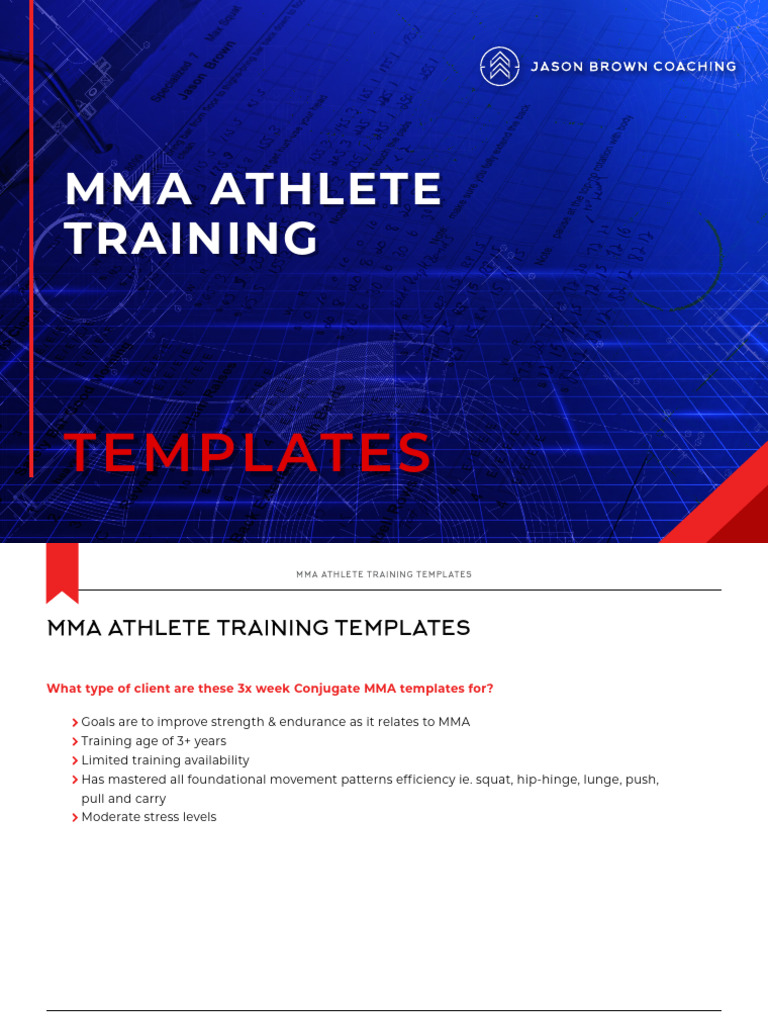 Mma Athlete Training Templates Pdf Physical Exercise Physical Fitness