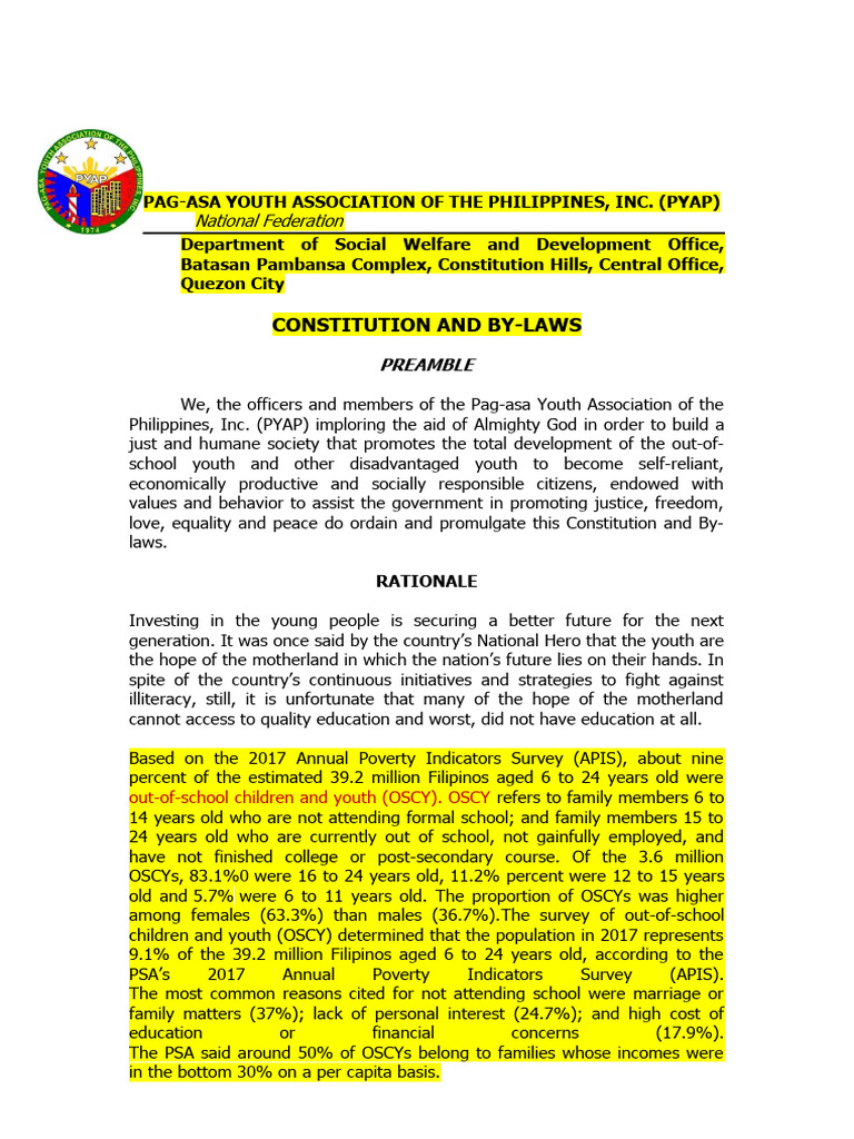 PYAP Constitution and By-Laws Overview | PDF | Board Of Directors ...