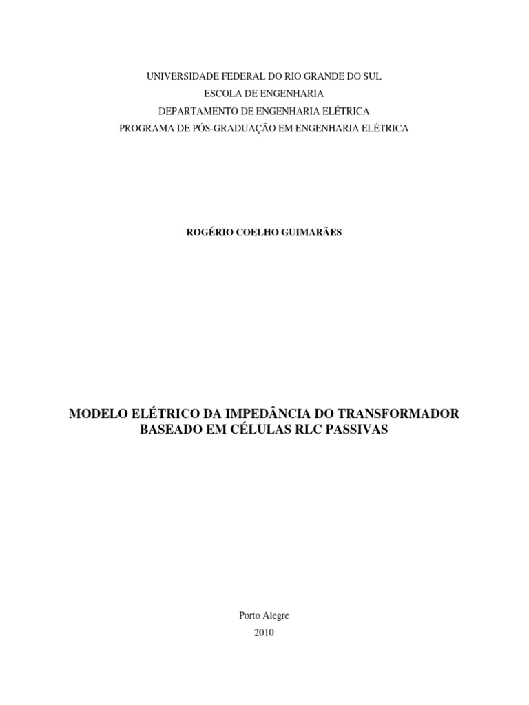 Modelo de Impedância de Transformador RLC | PDF | Transformador ...