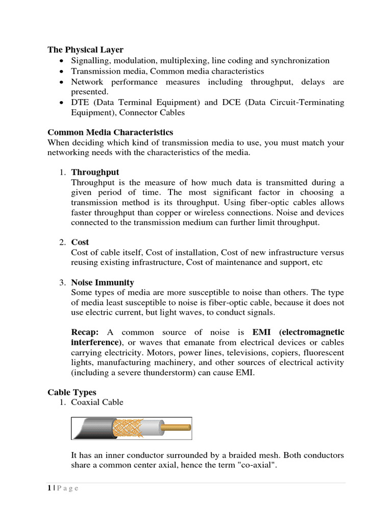 Unit II Physical Layer Functionalities PDF Coaxial Cable
