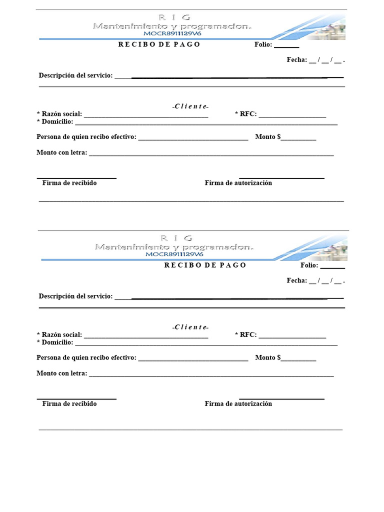 FORMATO DE RECIBO DE PAGO | PDF