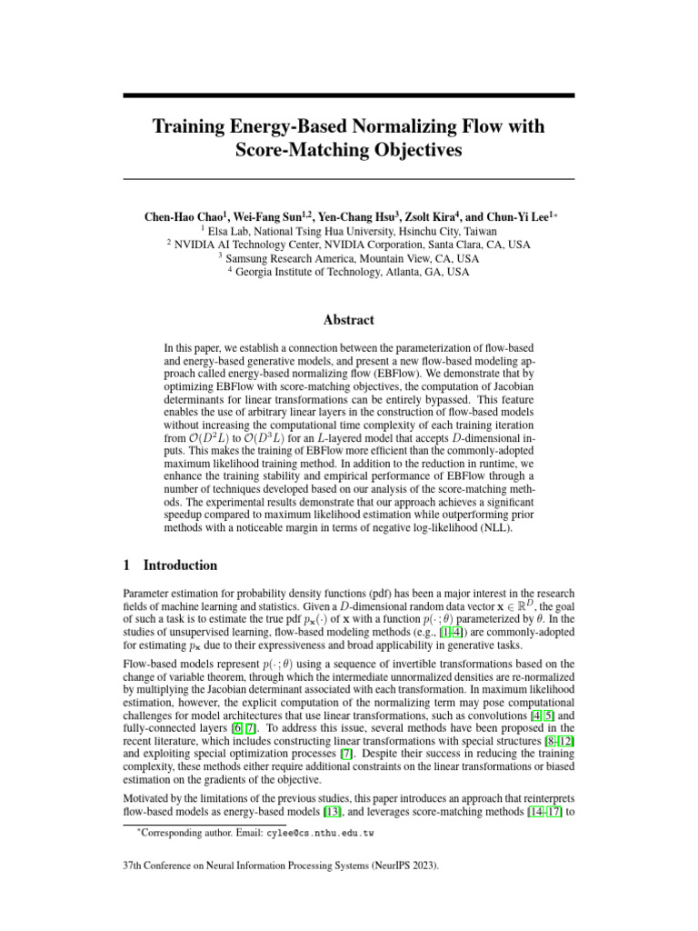 NeurIPS 2023 Training Energy Based Normalizing Flow With Score Matching ...