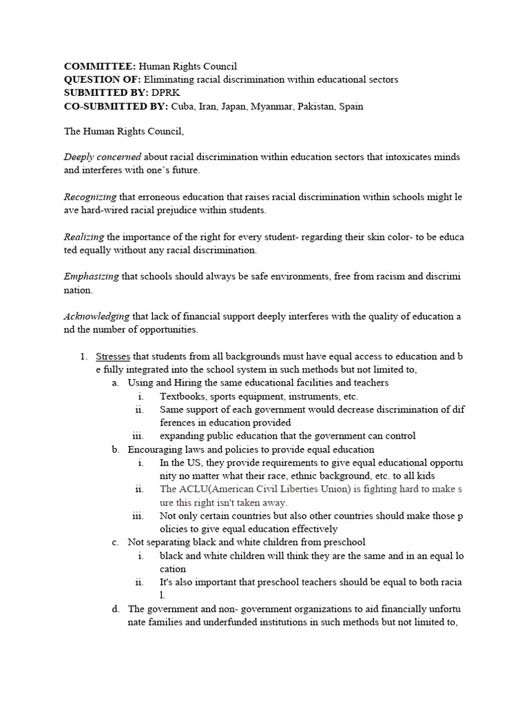 Ending Racial Discrimination in Education | PDF | Racism ...