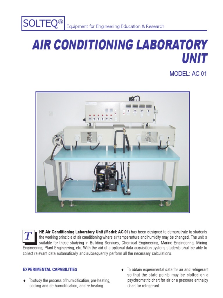 Air Conditioning Laboratory Unit Solteq PDF Air Conditioning Hvac