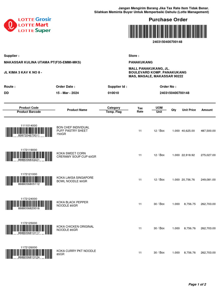 Tax Rate Correction for Makassar Order | PDF | Food And Drink ...