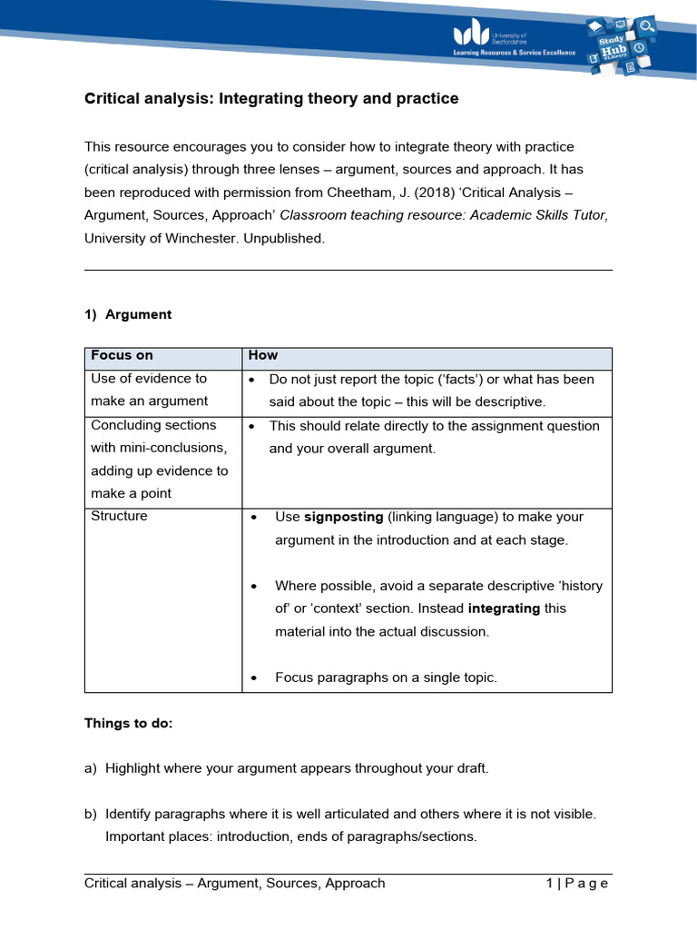 Integrating Theory and Practice in Analysis | PDF | Critical Thinking ...
