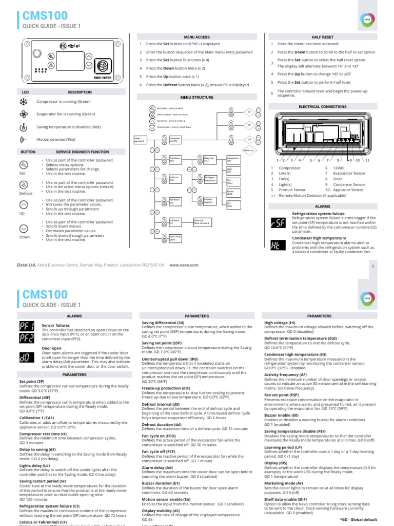CMS100 Quick Guide | PDF | Temperature