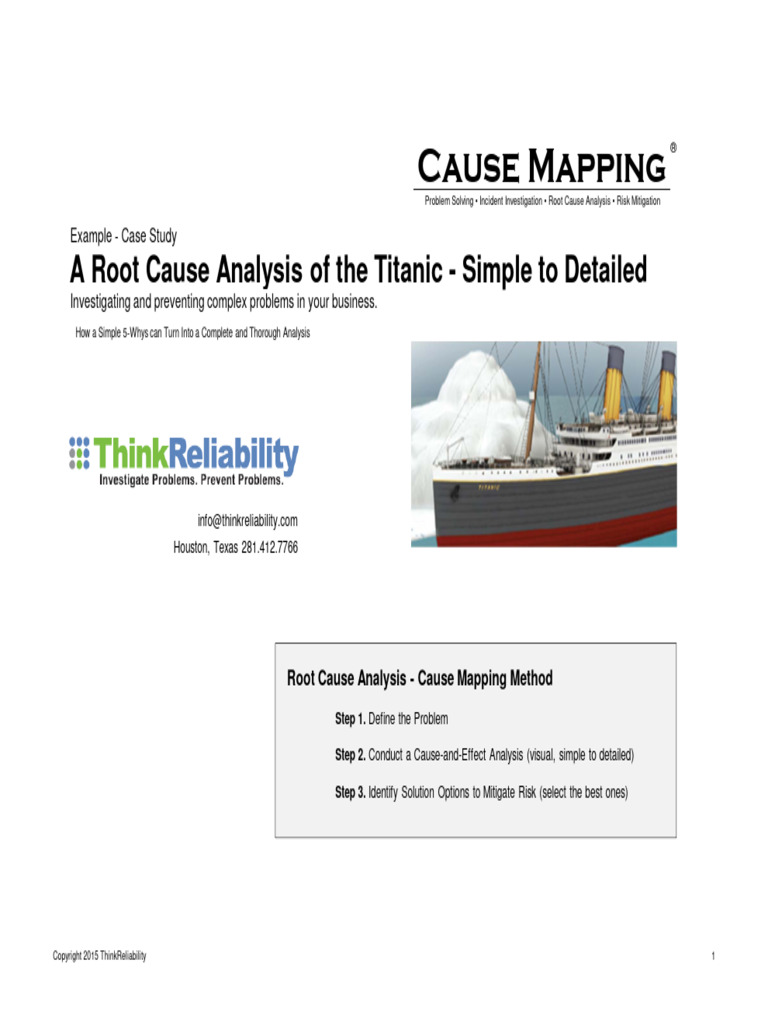 Cause Map-Titanic Example Root Cause Analysis-2015 | PDF | Ships | Shipping