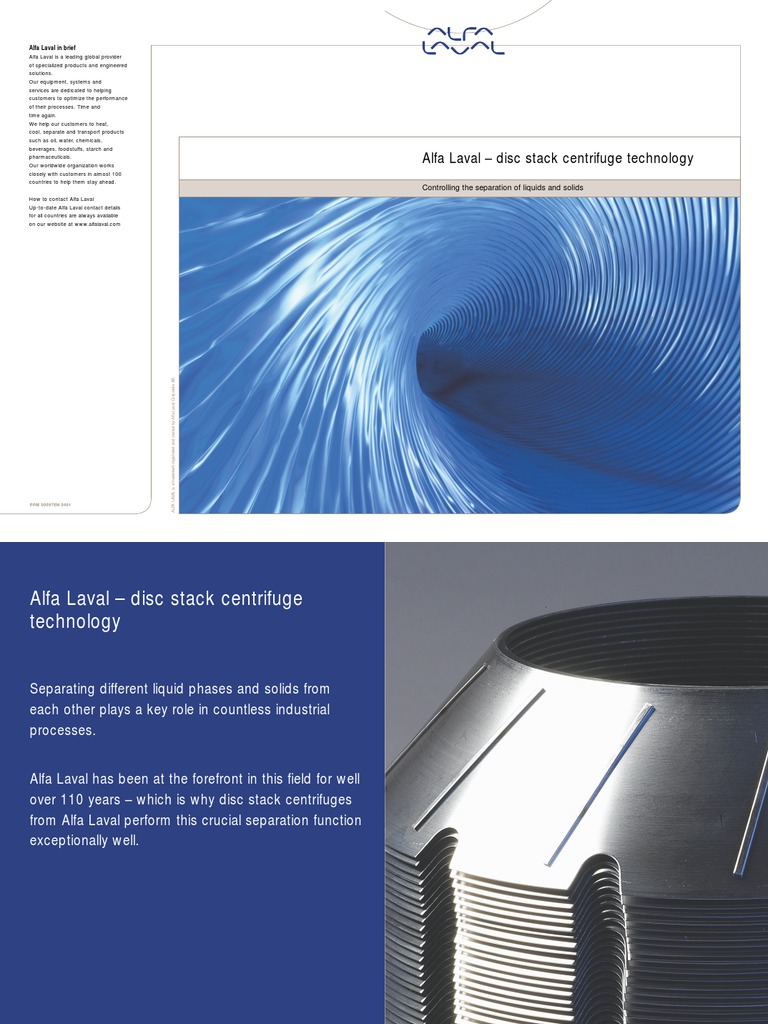 Alfa Laval Disc Stack Centrifuge Techonology | PDF | Centrifuge | Solid