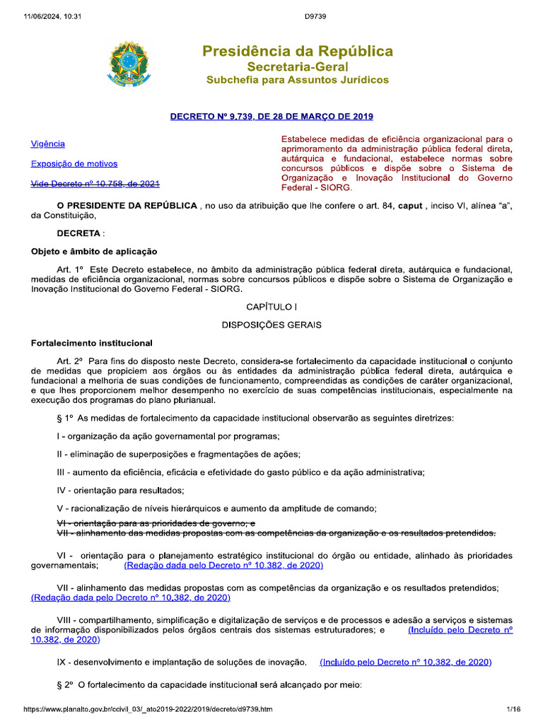 Decreto 9739 - 2019 Aprimoramento Da Adm Pub Fed Normas Concursos ...
