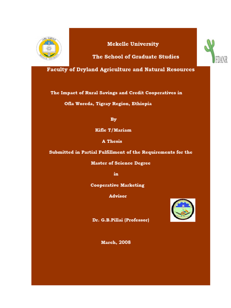 The Impact of Rural Savings and Credit Cooperatives in Ofla Woreda ...