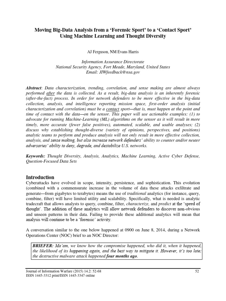 Moving Big-Data Analysis From | PDF | Machine Learning | Big Data