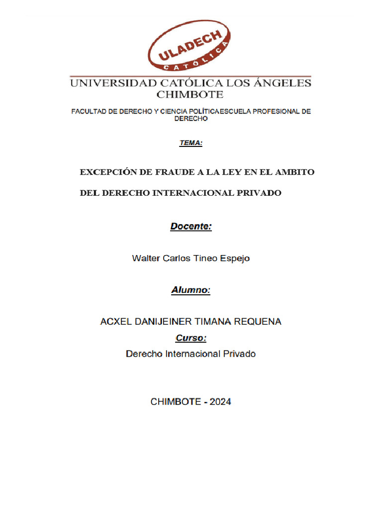 Excepción Del Fraude A La Ley en El Ámbito Del Derecho Internacional ...