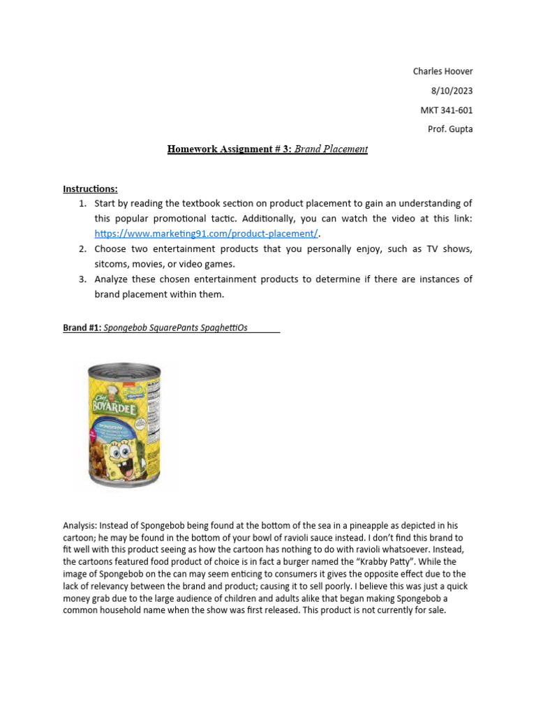 Hoover MKT341 HW3 | PDF