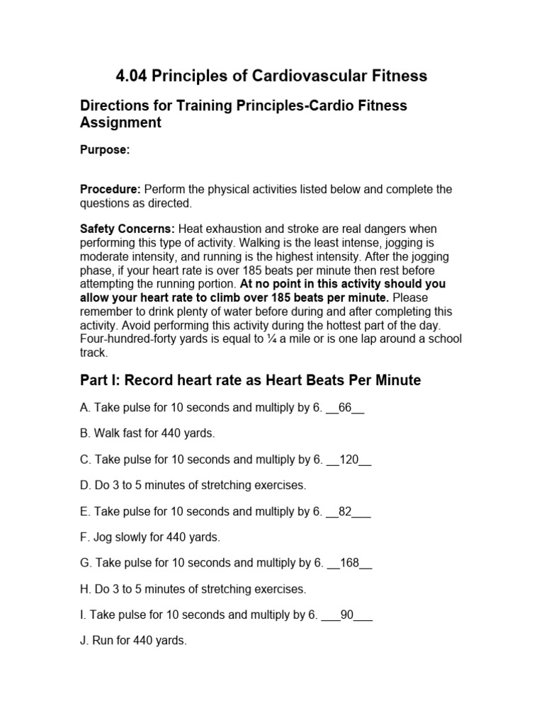 Cardiovascular Fitness Training Principles | PDF | Heart Rate | Pulse
