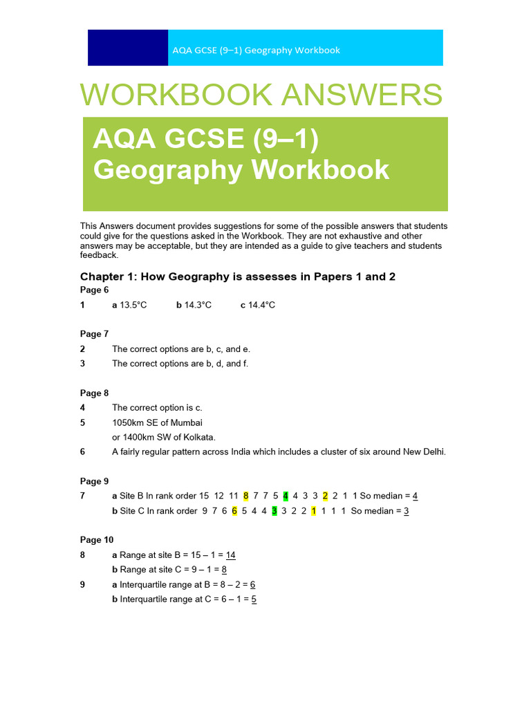 AQA GCSE Geography Workbook Answers | PDF | Volcano | Earthquakes
