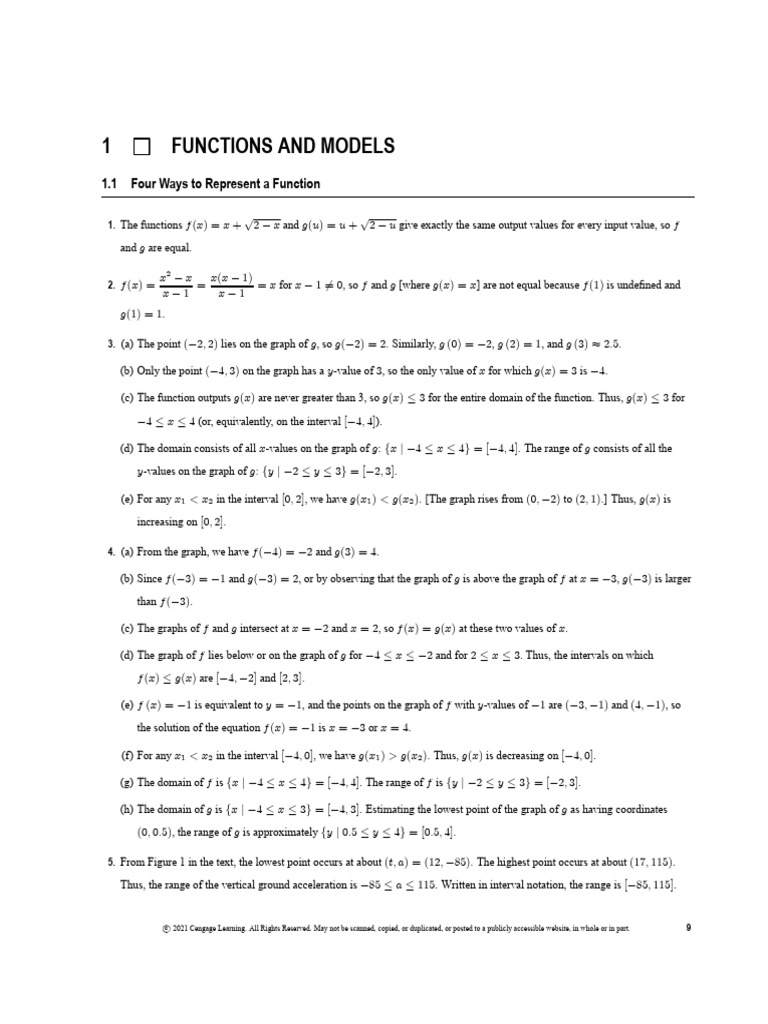 1 Functions and Models: 1.1 Four Ways To Represent A Function | PDF ...