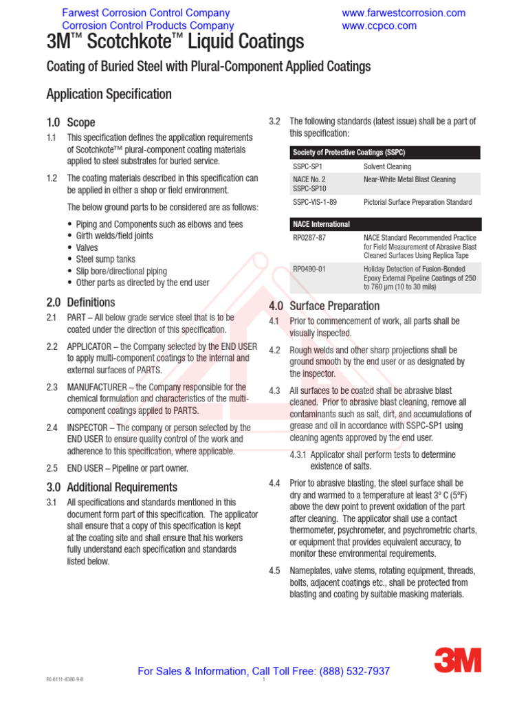 3M Scotchkote Liquid Coatings Application Specification | PDF ...