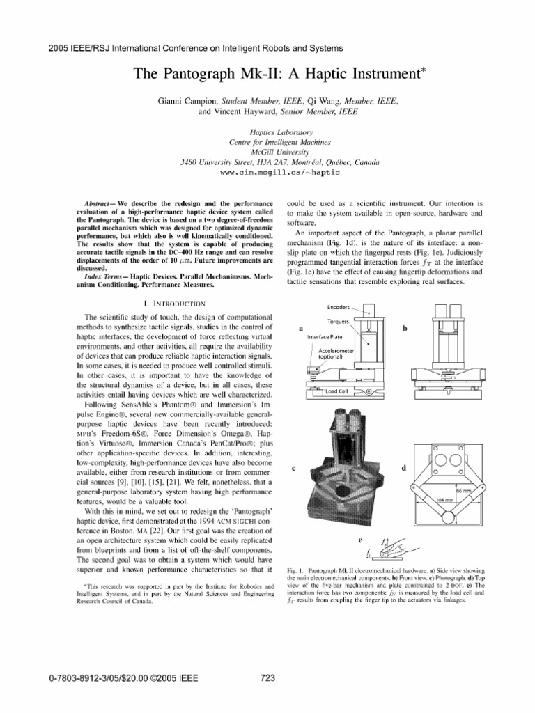 Pantograph Mk-II Haptic Device Design | PDF | Machines | Resonance