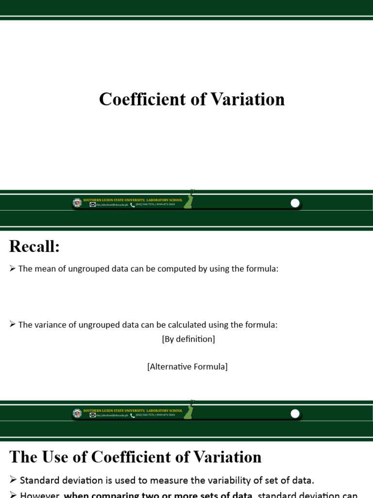 Understanding Coefficient of Variation | PDF | Coefficient Of Variation ...