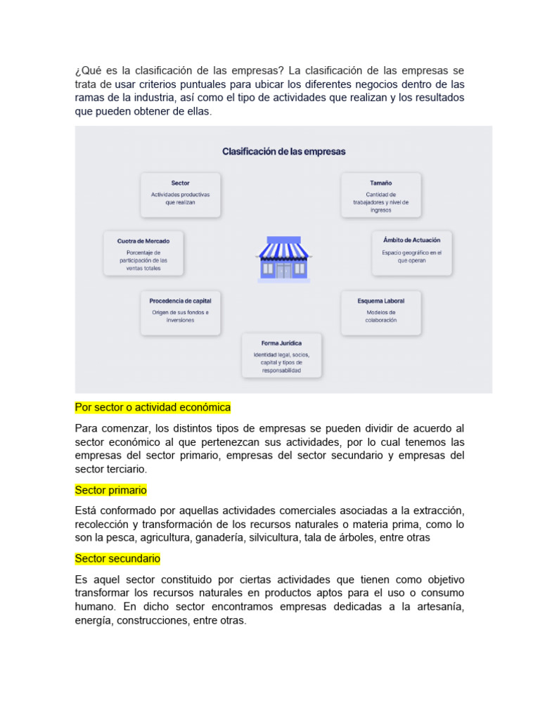 Qué Es La Clasificación de Las Empresas | PDF | Business | Mercado ...