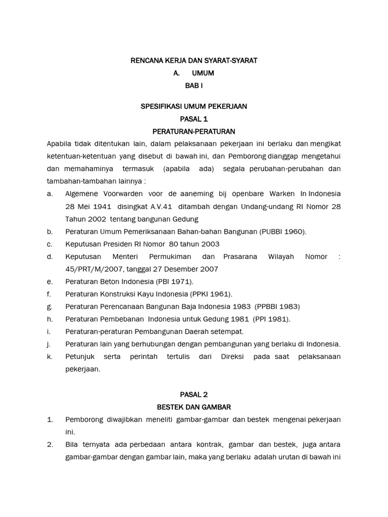 Rencana Kerja Dan Syarat Pdf