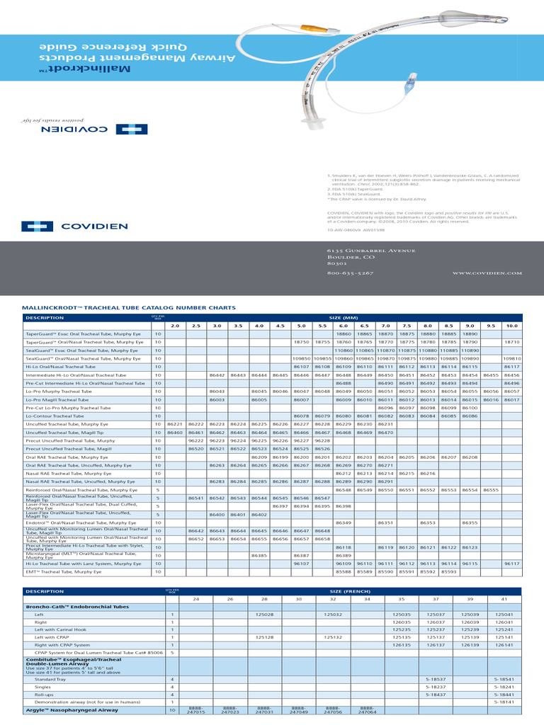 Covidien_EndotrachealTube_QuickRefGuide | Download Free PDF | Surgery ...