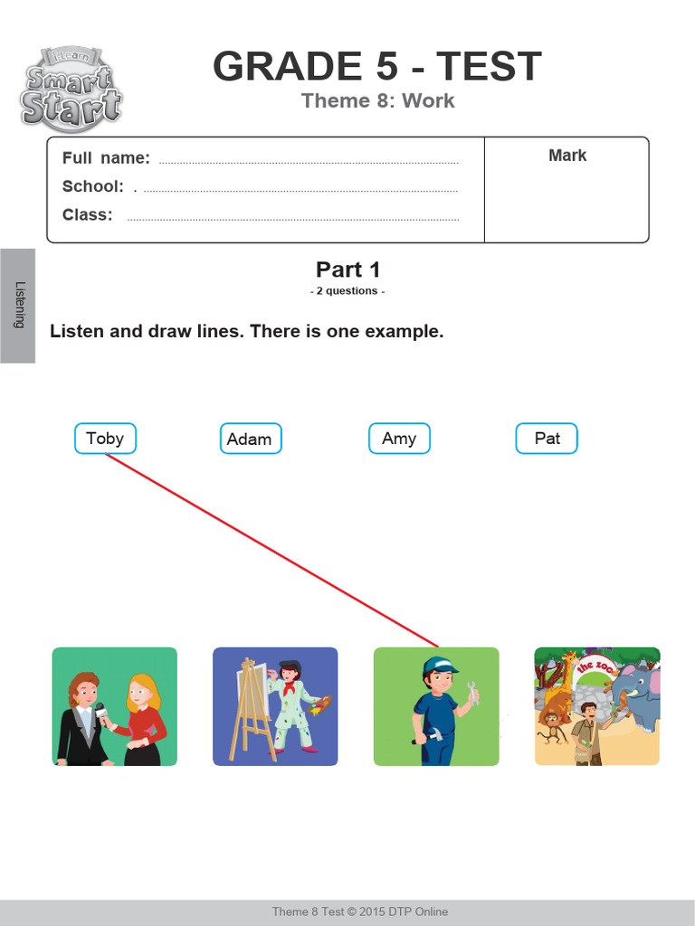 Grade 5 Listening Test: Theme 8 | PDF