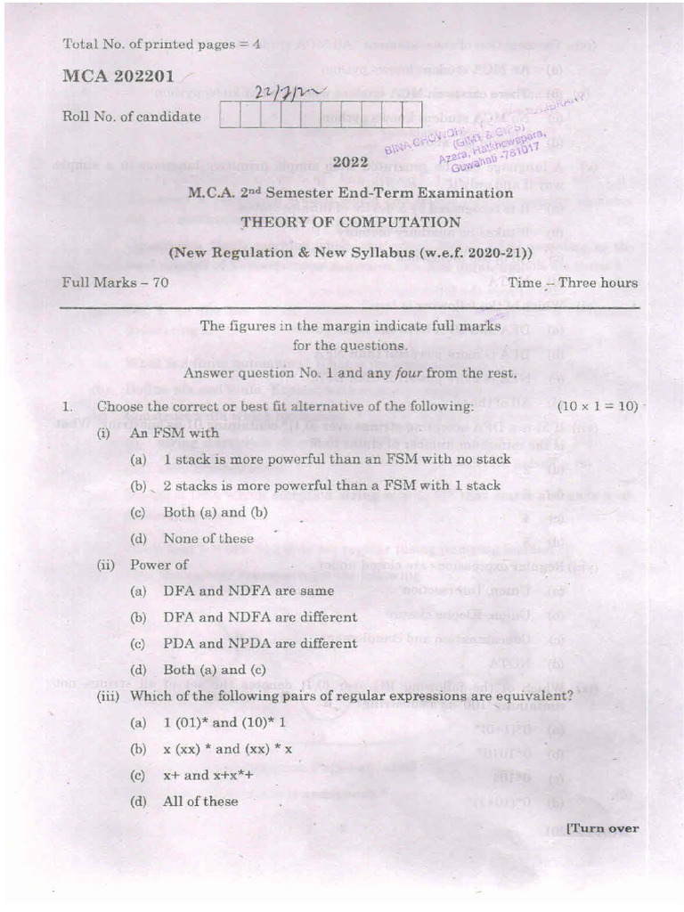 Theory of Computation | PDF