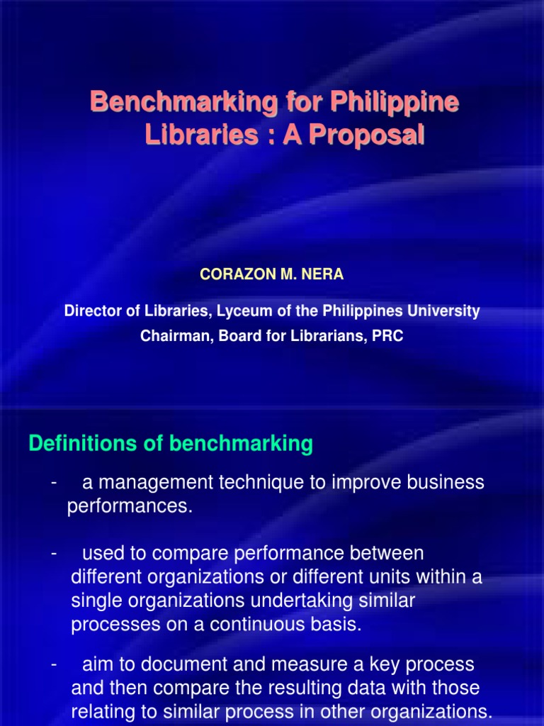 Benchmarking For Philippine Libraries: A Proposal | PDF | Benchmarking ...