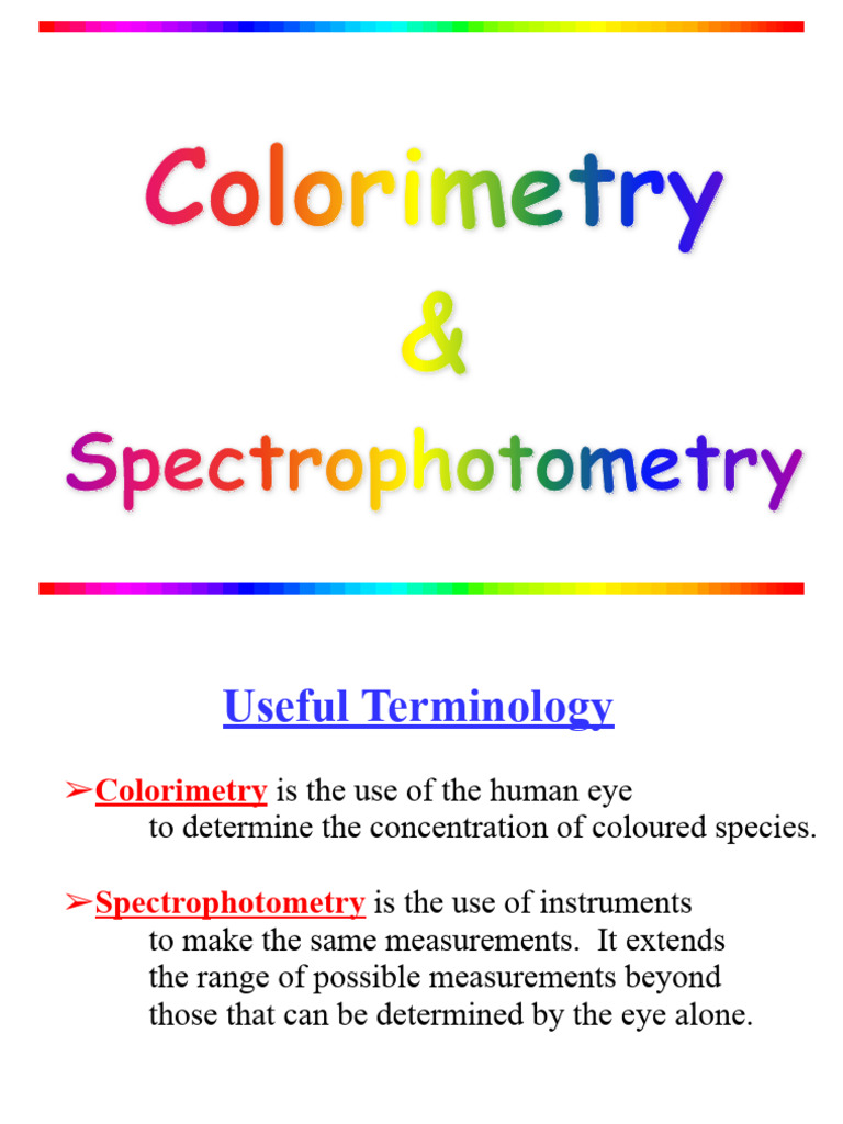 Colorimetry and Spectrophotometry Guide | PDF | Spectrophotometry | Color