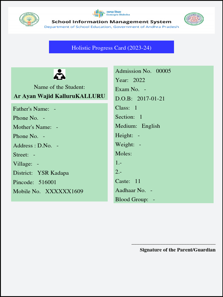 Holistic Progress Card 2023-24 | PDF | Fluency | Linguistics