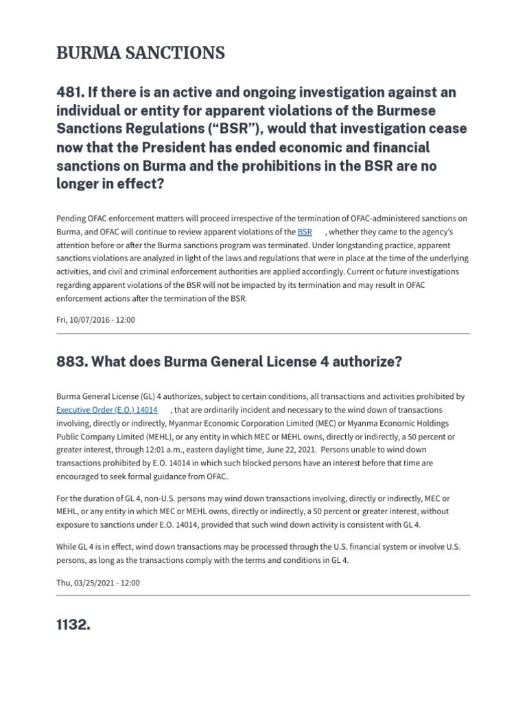 Office of Foreign Assets Control | PDF | Office Of Foreign Assets ...