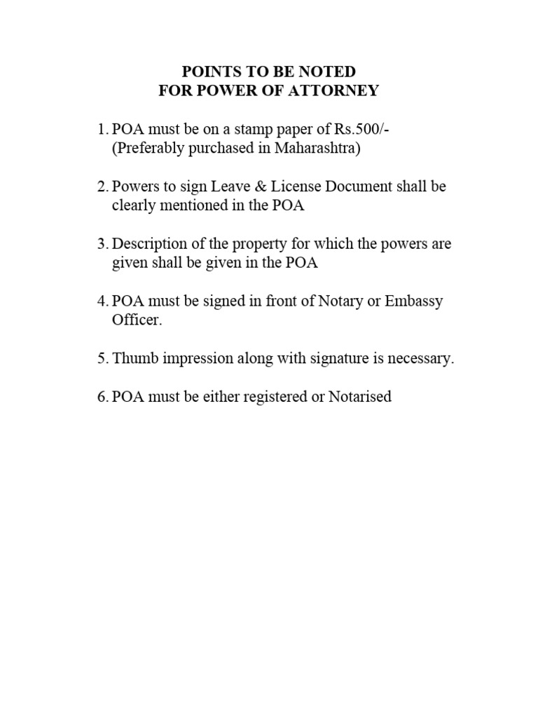 Essential Points for Power of Attorney | PDF