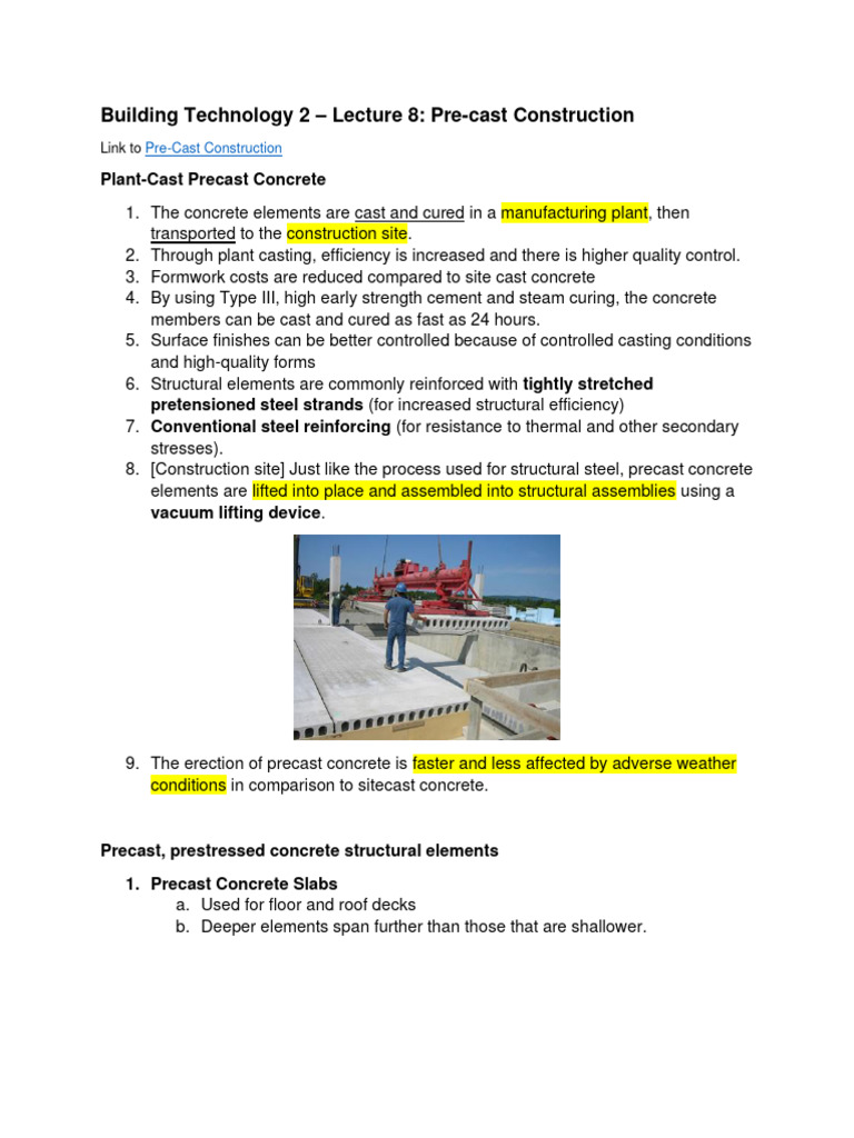 Precast Concrete Construction Techniques | PDF | Precast Concrete ...