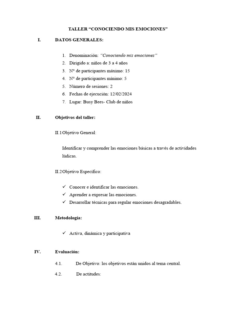 Taller de Inteligencia Emocional Infantil | PDF | Las emociones | Sicología