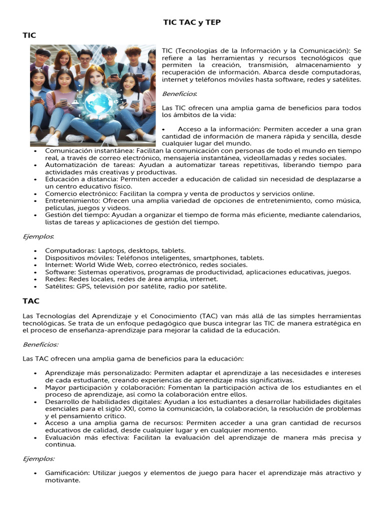 TIC TAC y TEP | PDF | Tecnología de información y comunicaciones | Internet