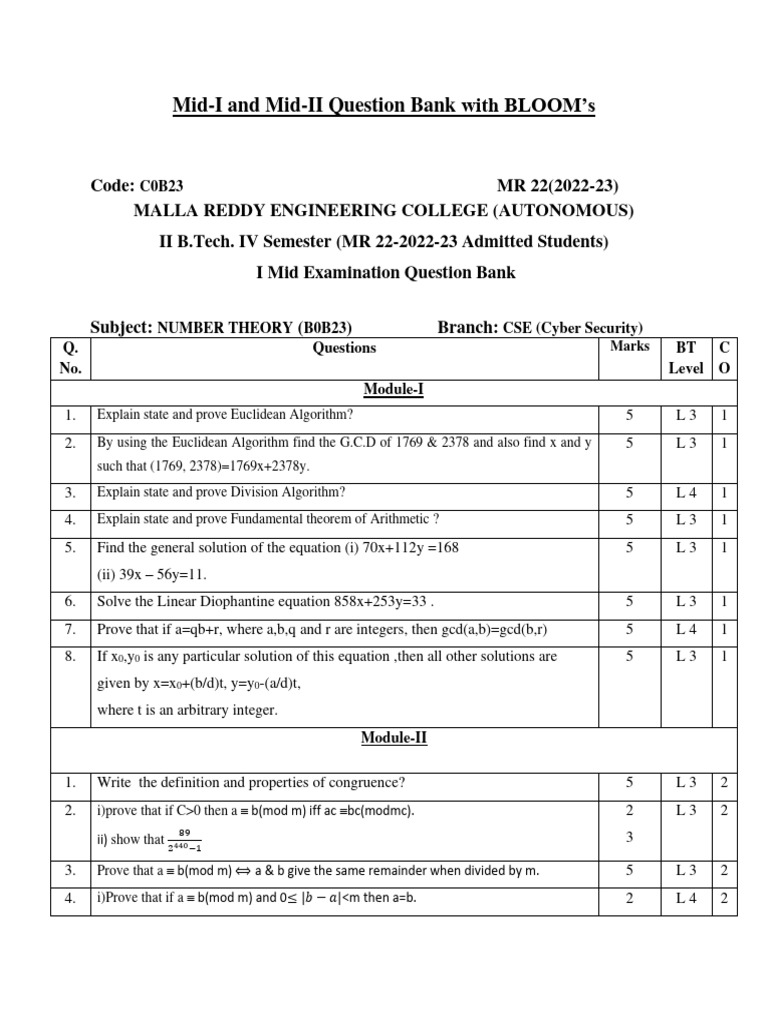 MID & Long Questions | PDF | Algebra | Ring Theory
