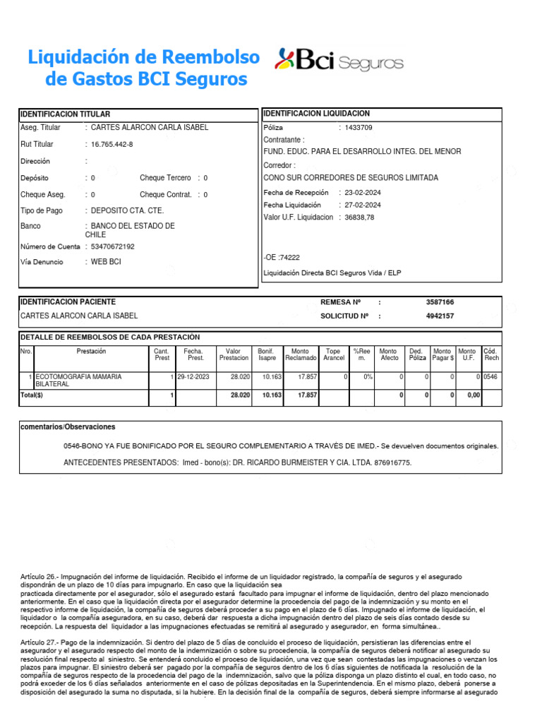Obtener Liquidacion | PDF | Póliza de seguros | Seguro