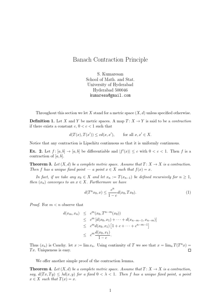 Banach Contraction Principle Explained | PDF | Topology | Geometry